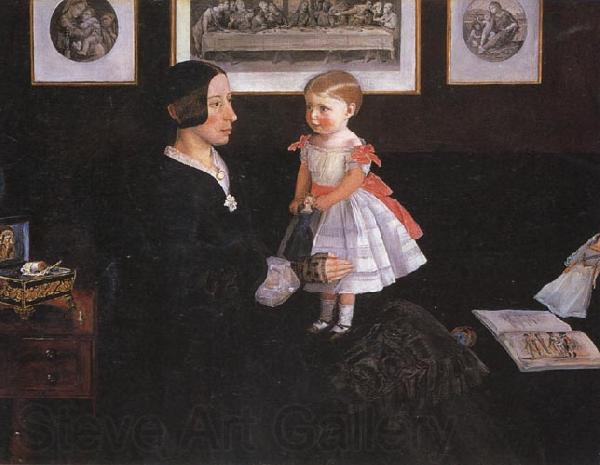 Sir John Everett Millais Mrs James Wyatt Jnr and her Daughter Norge oil painting art